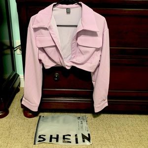 Lilac SHEIN Long Sleeve Crop Top